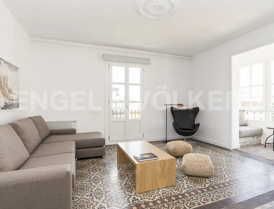 Sala d'estar de Pis de lloguer en Barcelona amb Aire condicionat, Calefacció i Parquet