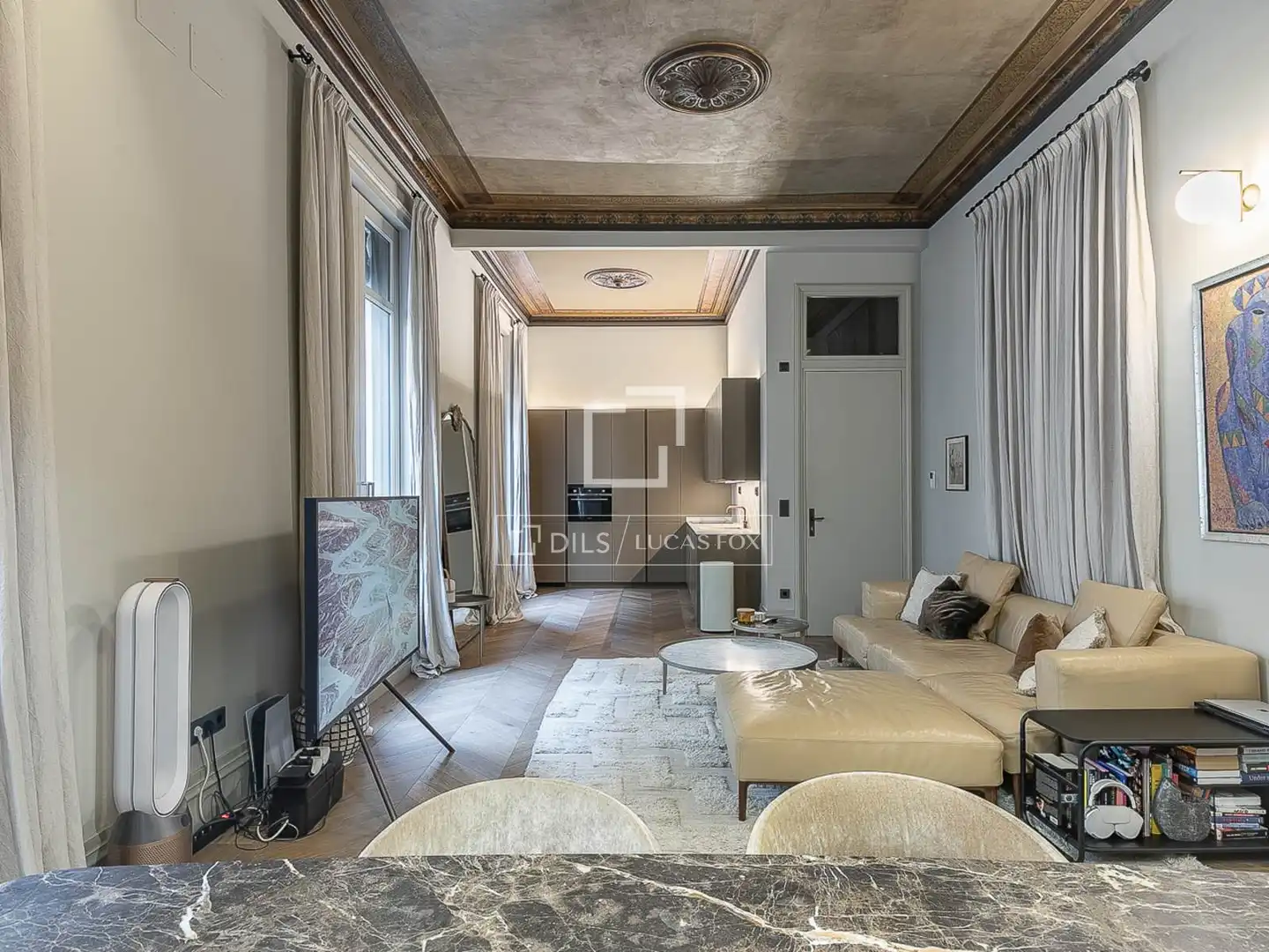 Wohnzimmer von Wohnung zum Verkauf in Barcelona mit Klimaanlage, Heizung und Möbliert