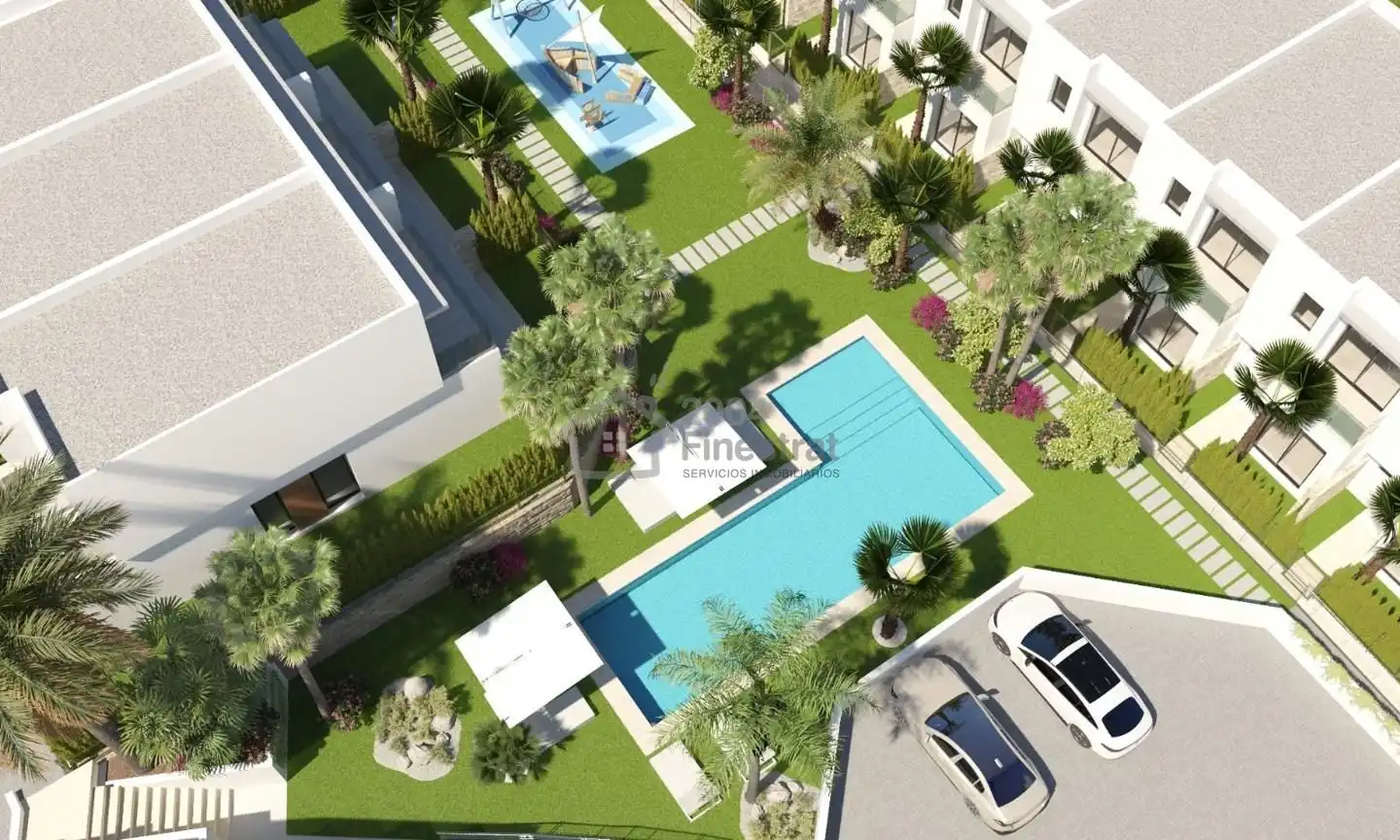 Vista exterior de Casa adosada en venda en Finestrat amb Jardí privat, Terrassa i Piscina comunitària