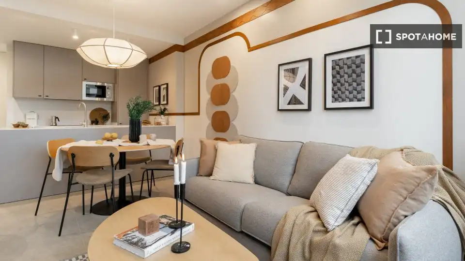Sala d'estar de Apartament per a compartir en Madrid amb Aire condicionat, Terrassa i Moblat