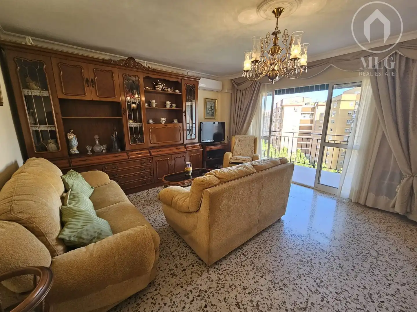 Sala d'estar de Pis en venda en Málaga amb Aire condicionat, Terrassa i Moblat