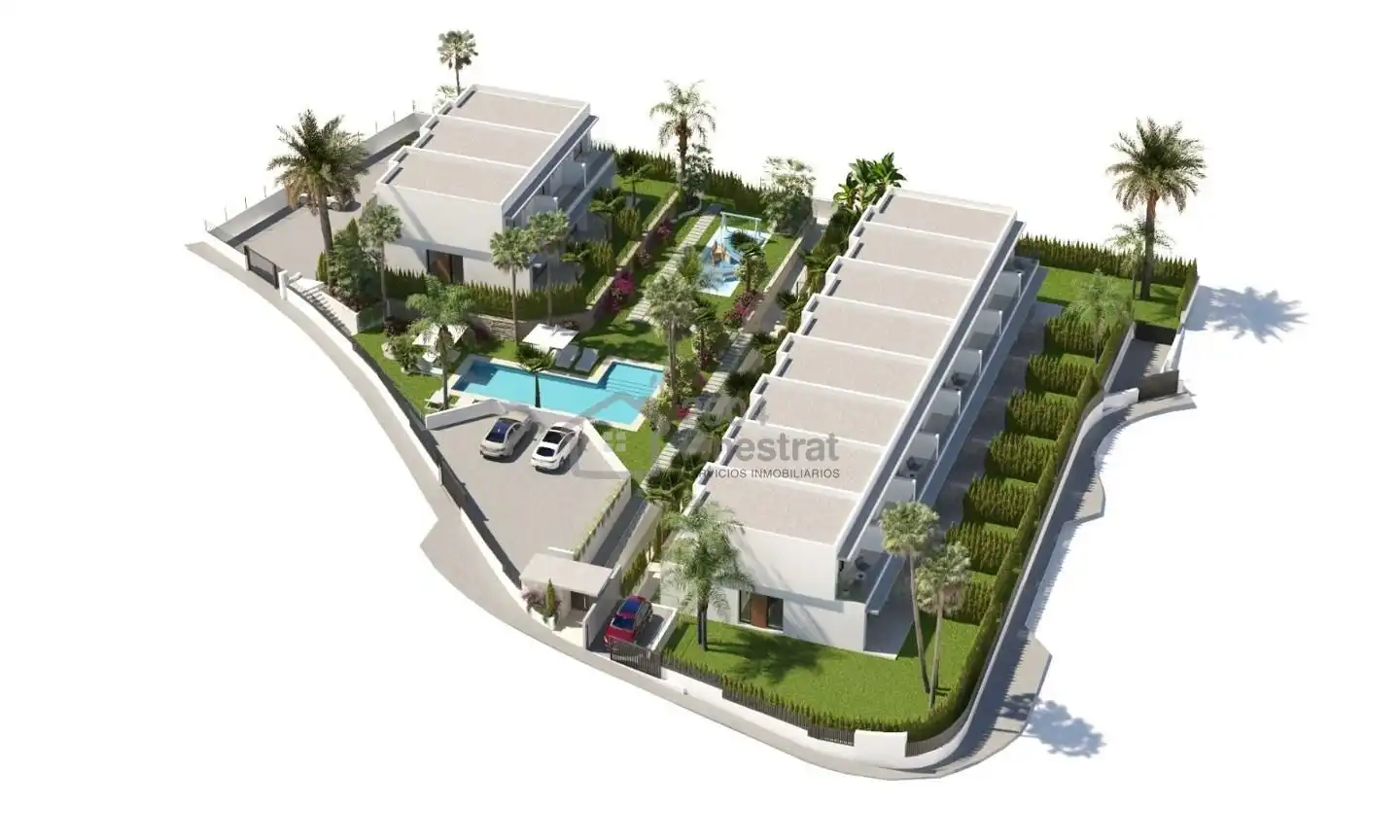 Vista exterior de Casa adosada en venda en Finestrat amb Jardí privat, Terrassa i Piscina comunitària