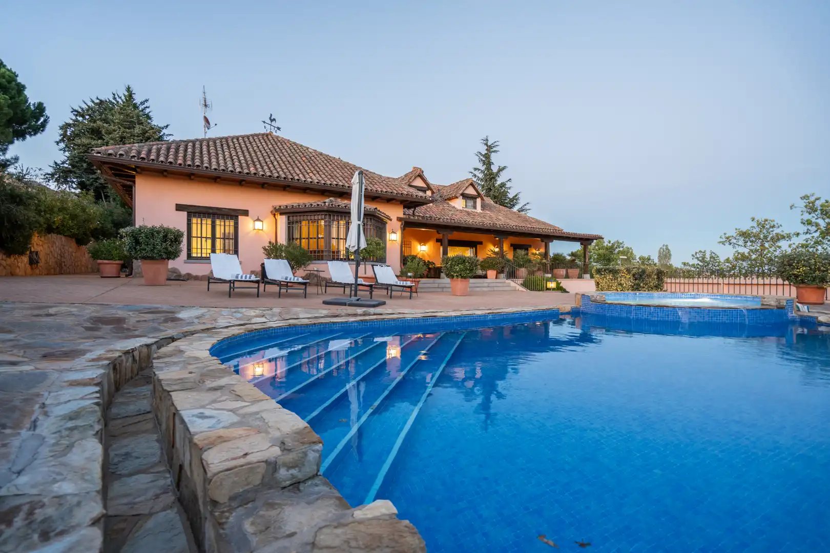 Swimming pool of Houses for sale in Manzanares El Real  with Air Conditioner, Heating and Private garden