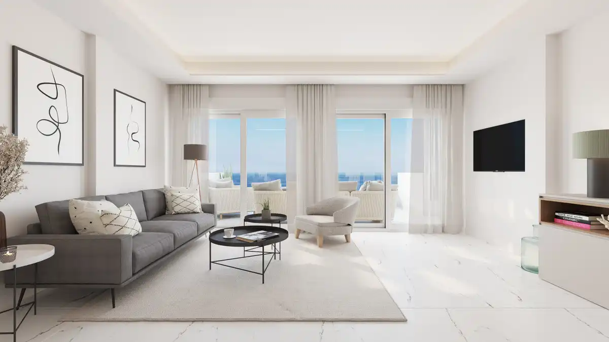 Sala d'estar de Apartament en venda en Casares amb Aire condicionat, Terrassa i Piscina comunitària