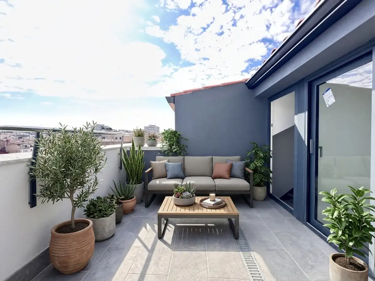 Terrasse von Dachboden zum Verkauf in Badalona mit Klimaanlage, Heizung und Parkett