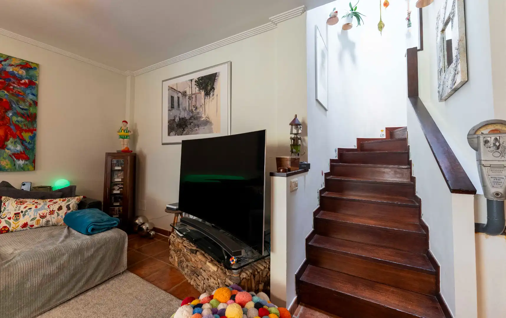Sala d'estar de Casa adosada en venda en Granadilla de Abona amb Aire condicionat, Terrassa i Moblat