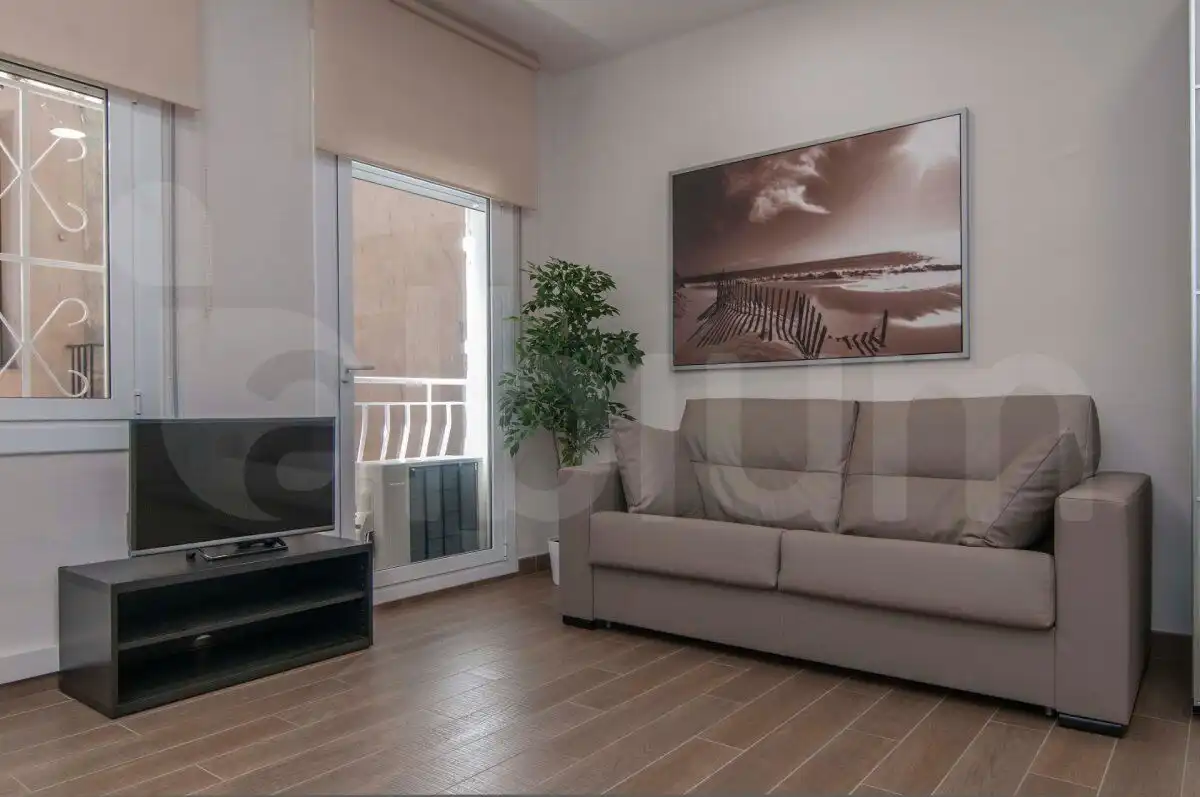 Sala de estar de Estudio de alquiler en Barcelona con Aire acondicionado, Calefacción y Amueblado