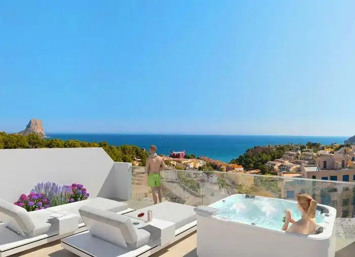 Terrasse von Wohnungen zum Verkauf in Calpe / Calp mit Klimaanlage, Terrasse und Abstellraum