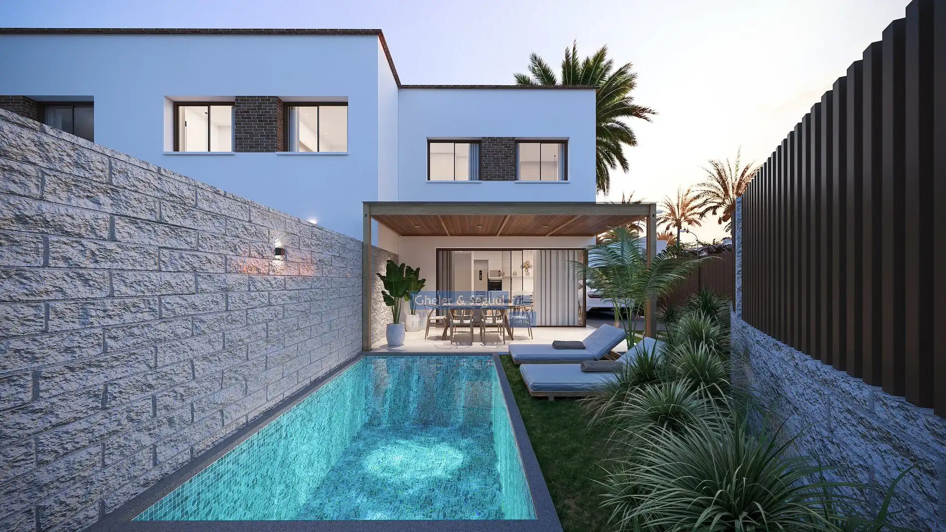 Schwimmbecken von Einfamilien-Reihenhaus zum Verkauf in Almenara mit Terrasse