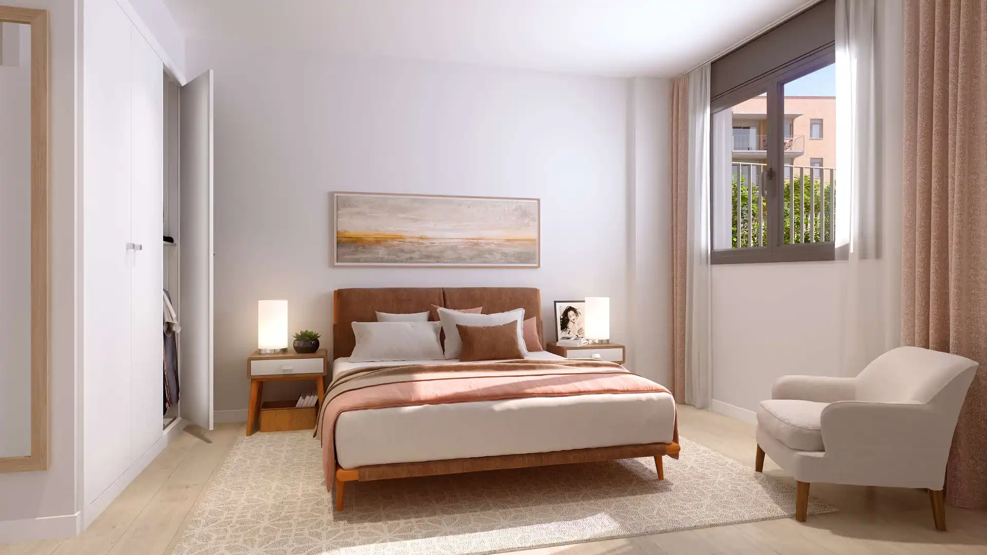Schlafzimmer von Dachboden zum Verkauf in Torredembarra mit Klimaanlage, Heizung und Privatgarten