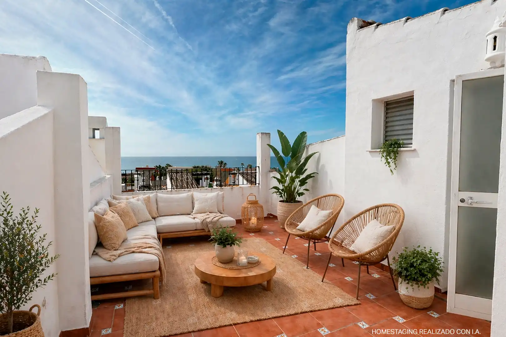 Terrasse von Einfamilien-Reihenhaus zum Verkauf in Marbella mit Klimaanlage, Heizung und Terrasse