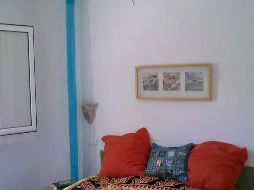 Sala d'estar de Apartament de lloguer en Mojácar amb Aire condicionat, Jardí privat i Terrassa