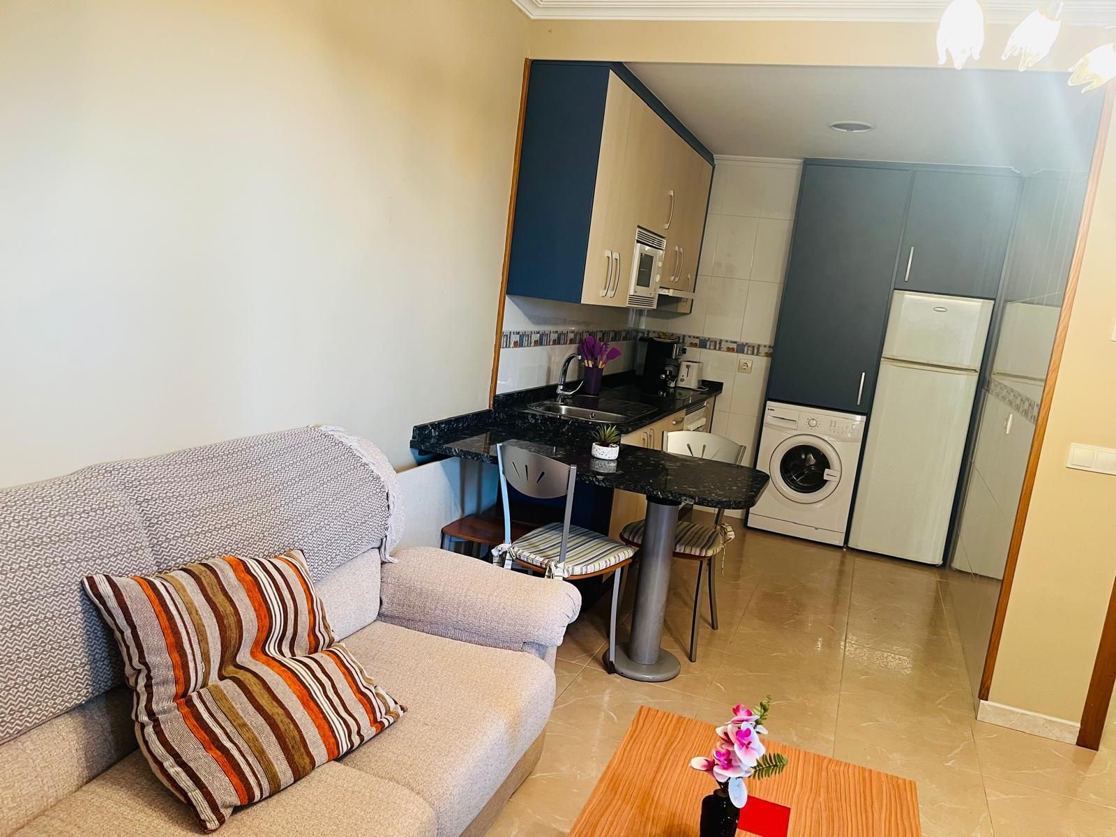 Sala d'estar de Apartament en venda en Sanxenxo amb Aire condicionat, Calefacció i Jardí privat