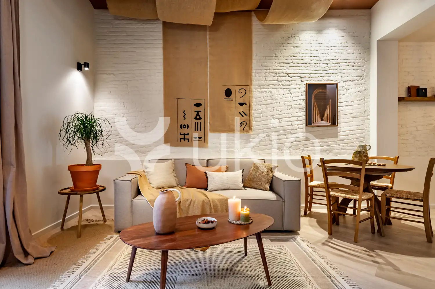 Sala de estar de Apartamento de alquiler en Barcelona con Aire acondicionado, Amueblado y Horno