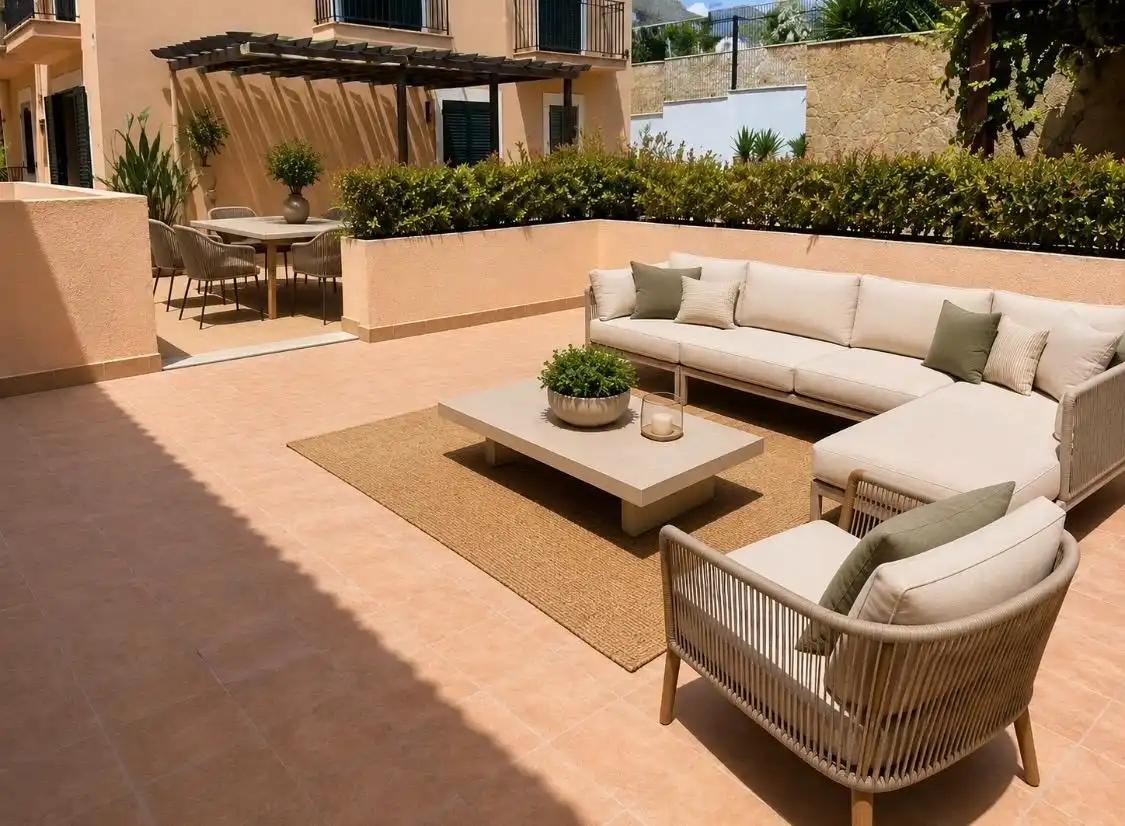 Terrasse von Maisonette zum Verkauf in Calvià mit Klimaanlage, Heizung und Privatgarten