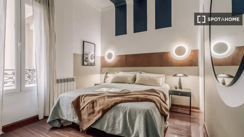 Schlafzimmer von Wohnungen zur untervermieten in Madrid mit Klimaanlage, Terrasse und Möbliert