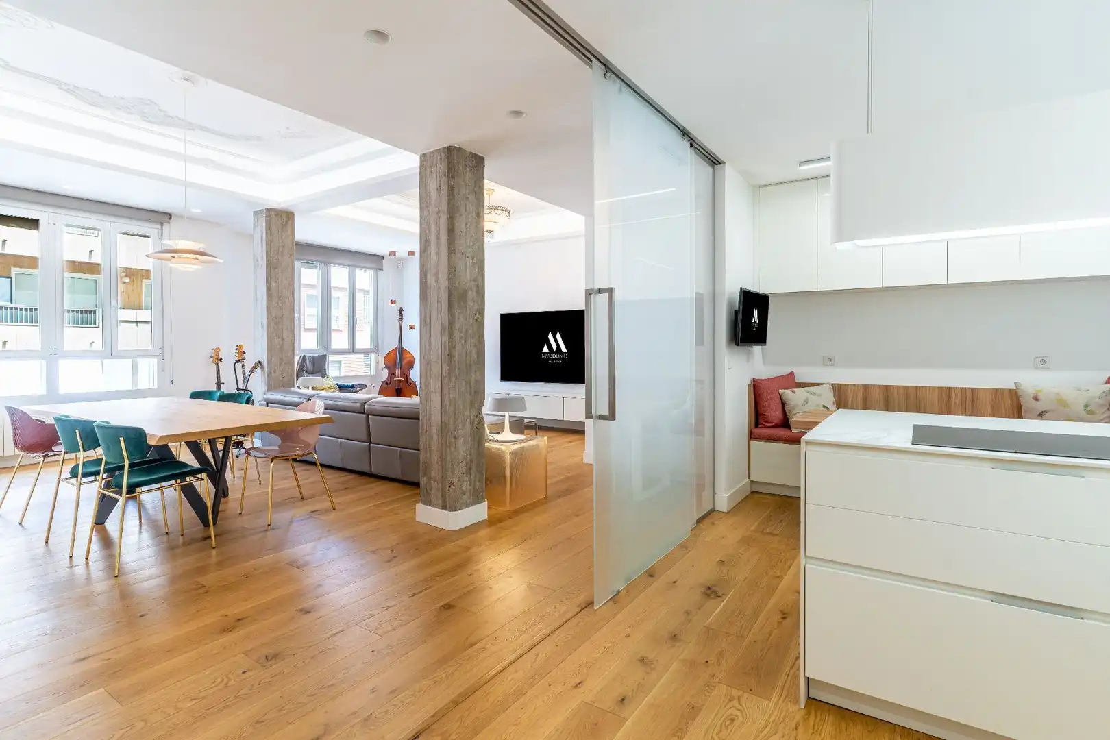 Wohnzimmer von Wohnung zur Miete in Valencia mit Klimaanlage und Heizung