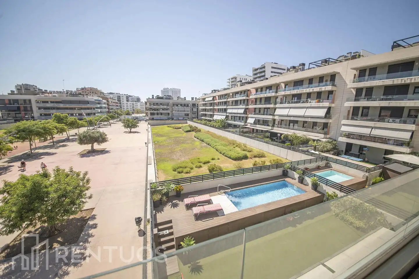 Terrace of Flat for rent in Badalona  with Air Conditioner, Heating and Parquet flooring