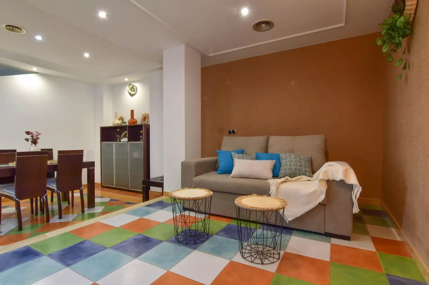 Sala d'estar de Planta baixa de lloguer en La Pobla de Farnals amb Aire condicionat, Moblat i Piscina comunitària