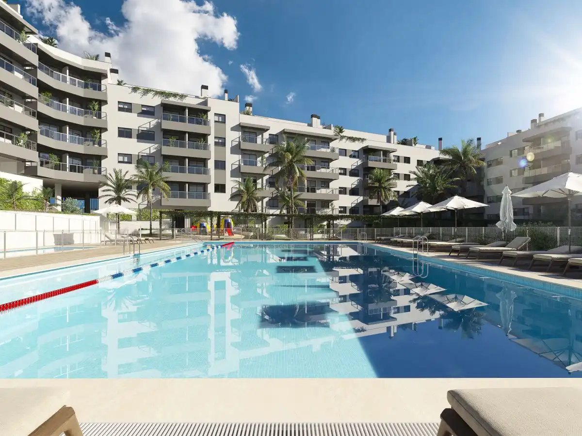 Swimming pool of Flat for sale in Mijas  with Air Conditioner, Heating and Terrace