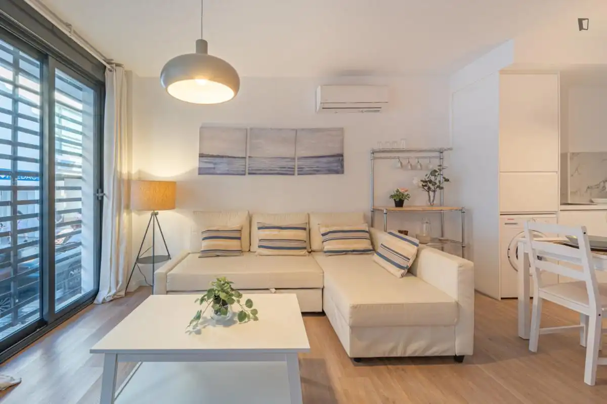 Sala d'estar de Estudi de lloguer en Málaga amb Aire condicionat, Moblat i Forn