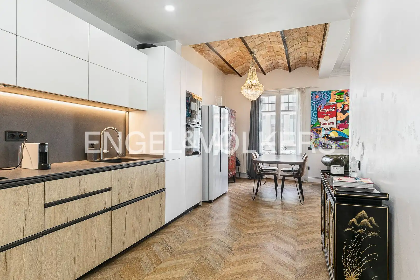 Cocina de Piso de alquiler en Barcelona con Calefacción, Parquet y Amueblado