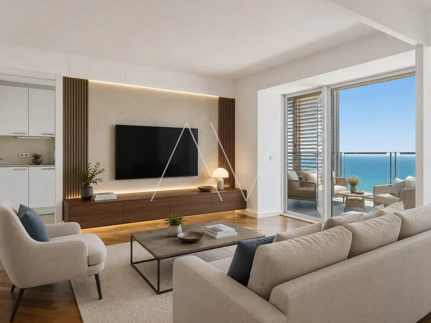 Wohnzimmer von Wohnung zum Verkauf in Barcelona mit Klimaanlage, Heizung und Terrasse