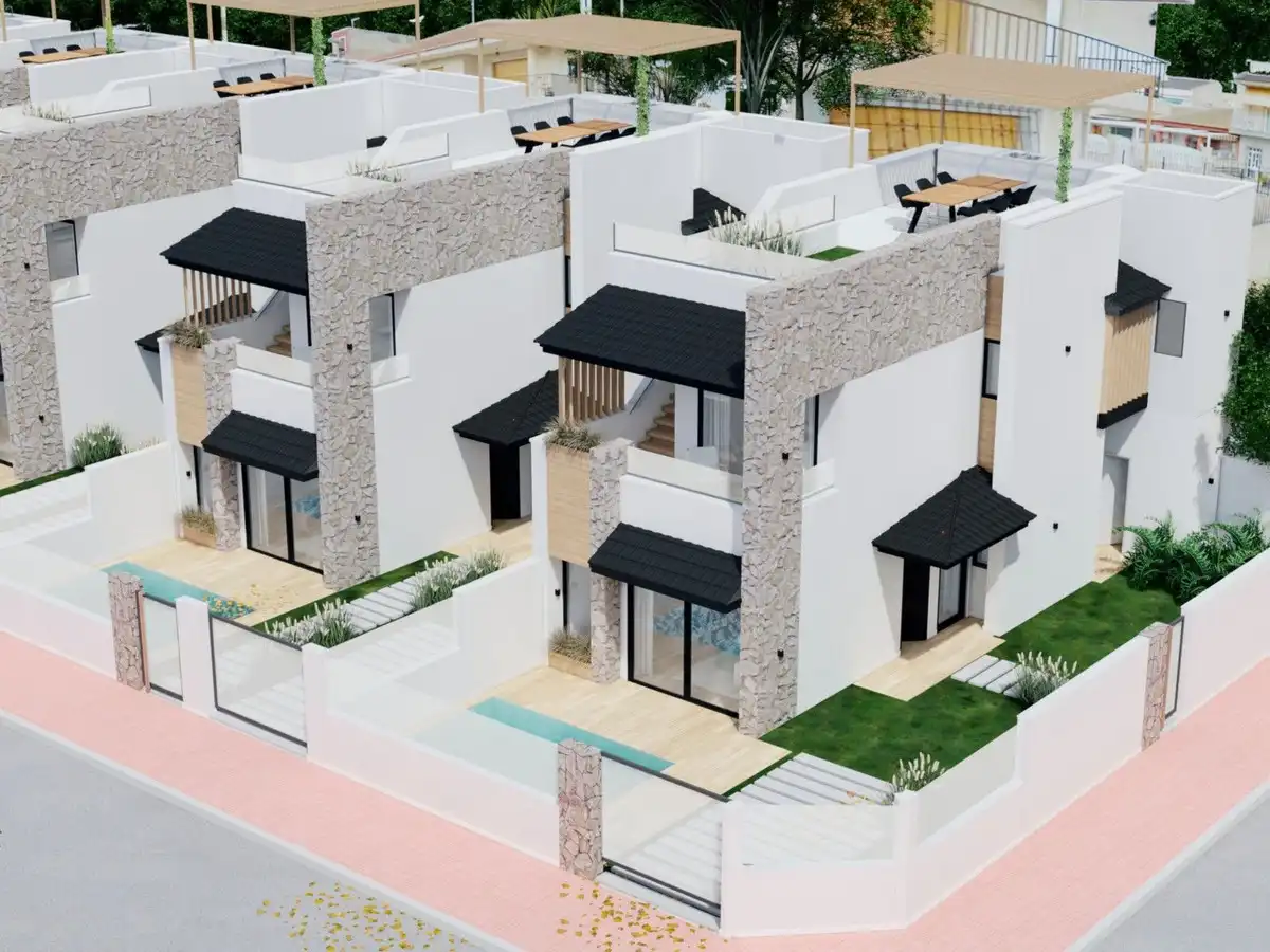 Vista exterior de Casa o chalet en venta en San Pedro del Pinatar con Jardín privado y Piscina