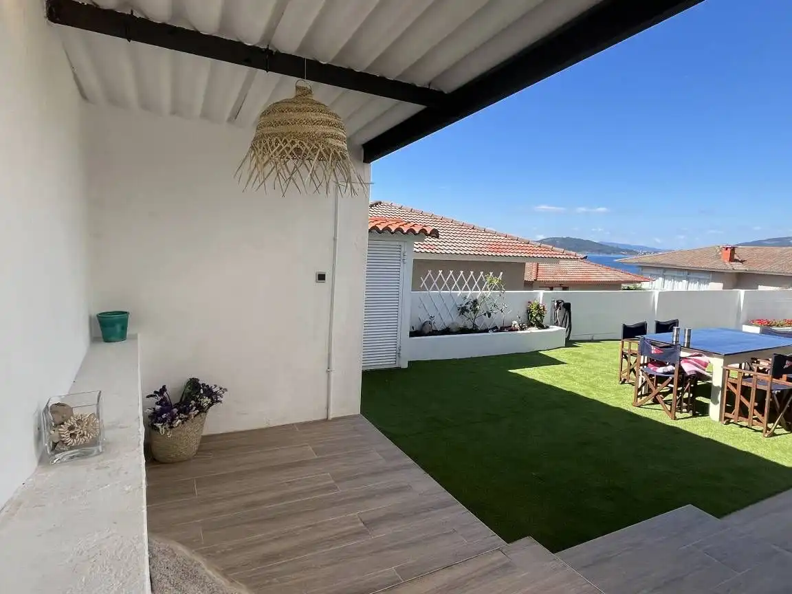 Terraza de Finca rústica de alquiler en Baiona con Jardín privado, Terraza y Piscina