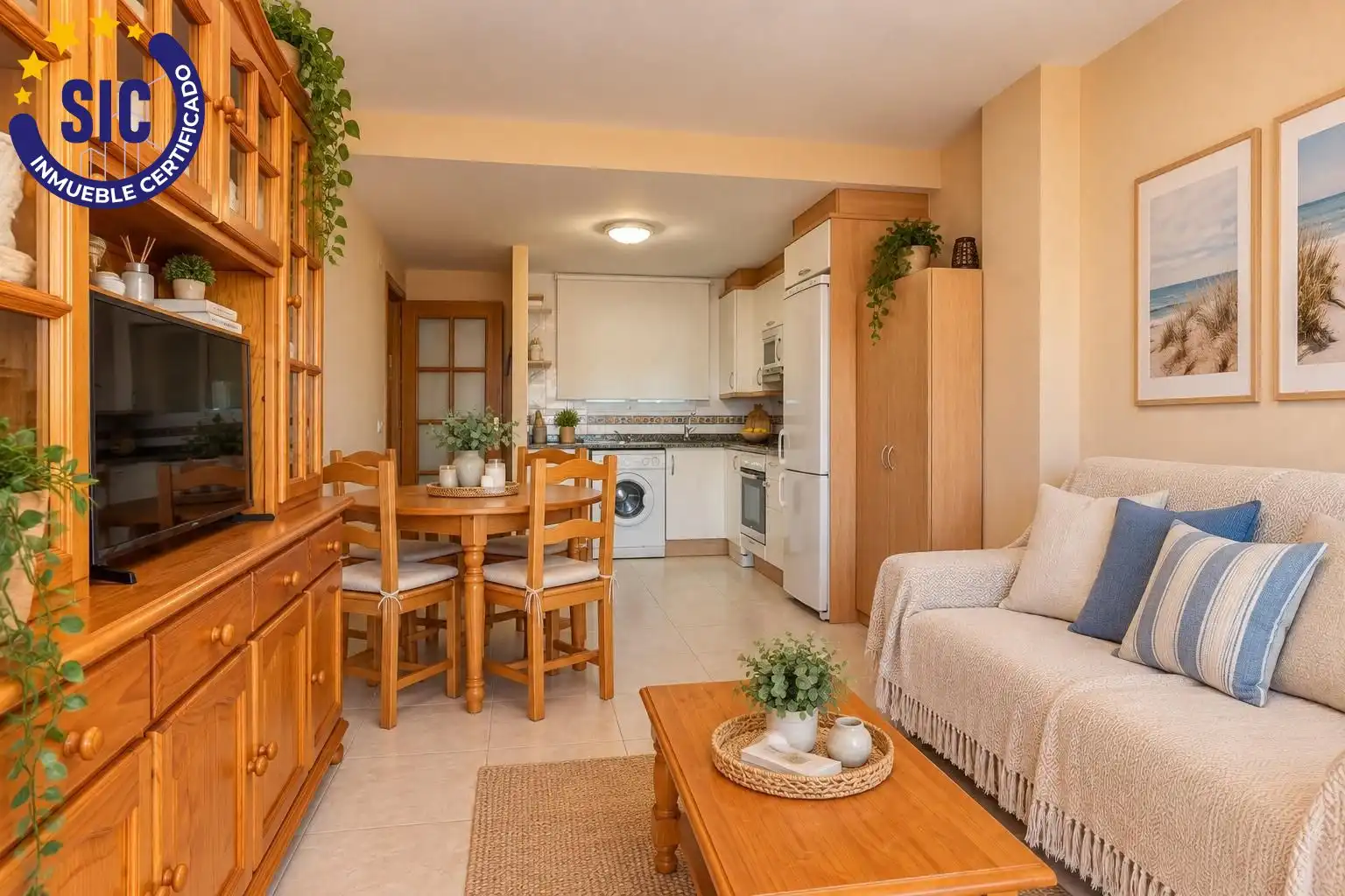 Sala d'estar de Apartament en venda en Peñíscola / Peníscola amb Terrassa, Moblat i Piscina comunitària