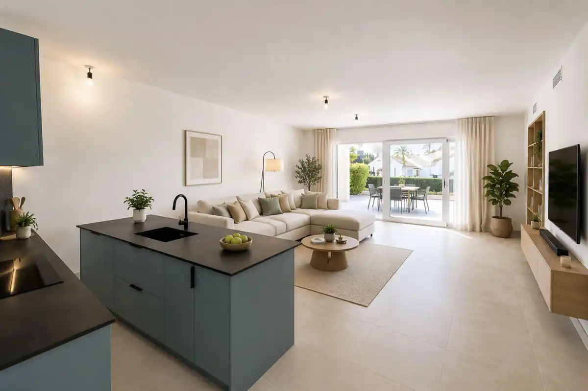 Sala de estar de Planta baja en venta en Marbella con Aire acondicionado, Terraza y Piscina comunitaria
