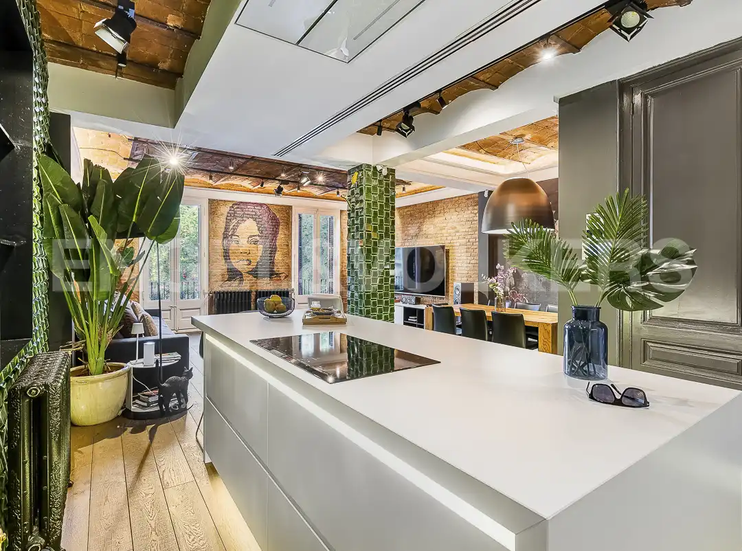 Cocina de Piso de alquiler en Barcelona con Aire acondicionado, Calefacción y Parquet