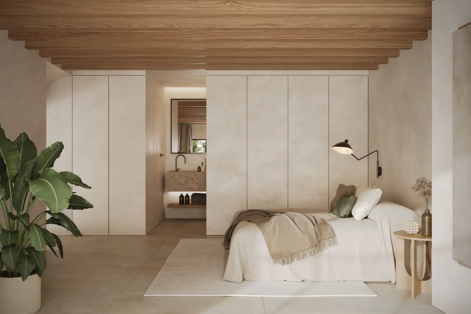 Schlafzimmer von Erdgeschoss zum Verkauf in  Palma de Mallorca mit Klimaanlage, Heizung und Terrasse