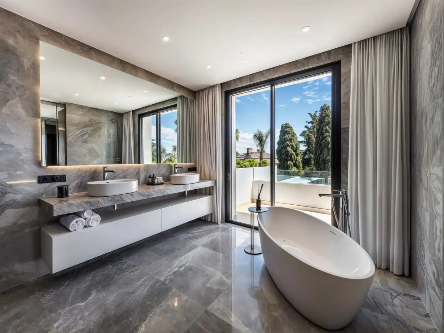 Badezimmer von Haus oder Chalet zum Verkauf in Marbella mit Klimaanlage, Heizung und Privatgarten