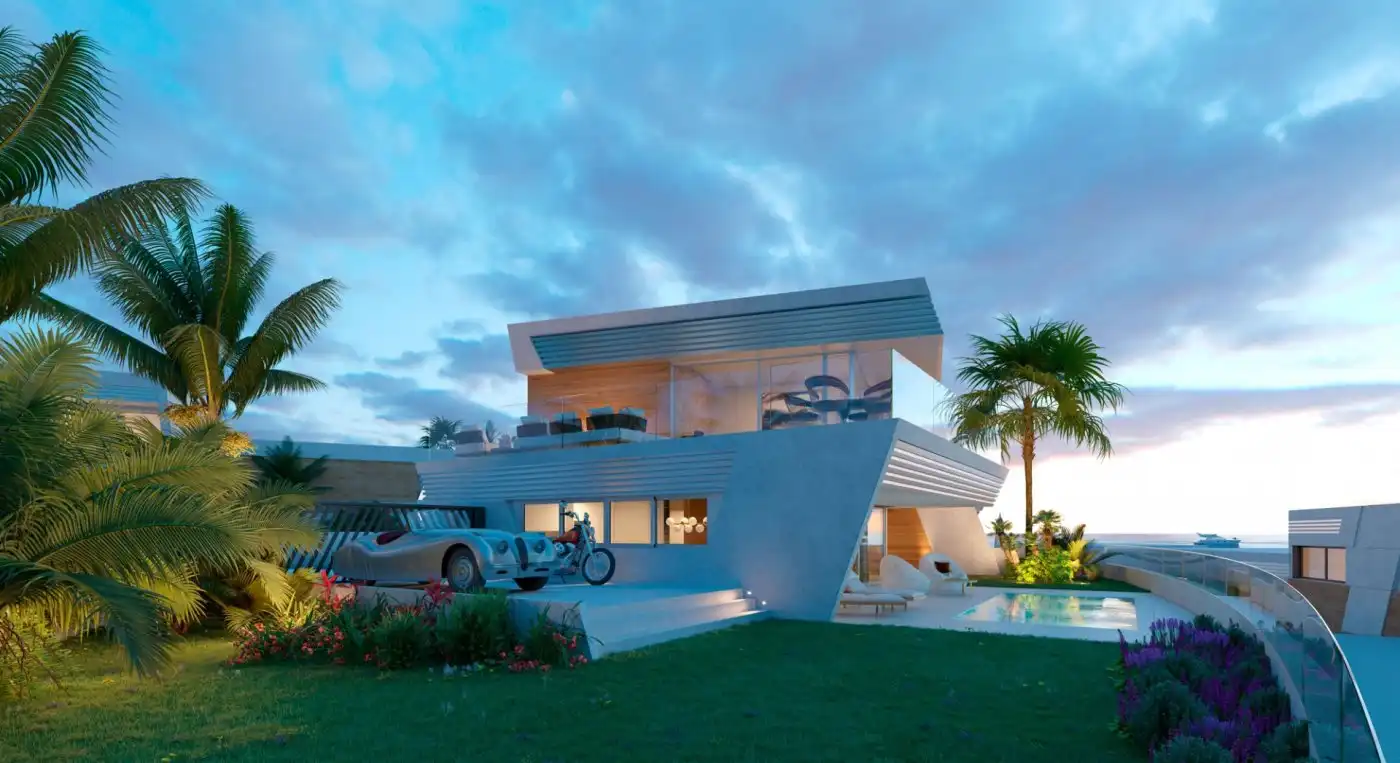 Vista exterior de Casa adosada en venta en Mijas con Aire acondicionado, Calefacción y Jardín privado