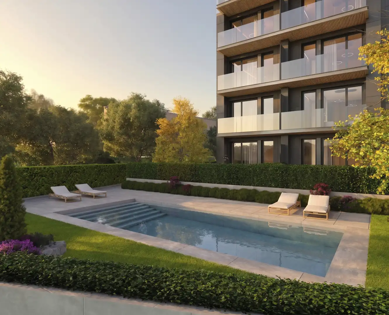 Schwimmbecken von Wohnung zum Verkauf in Suances mit Heizung, Privatgarten und Terrasse
