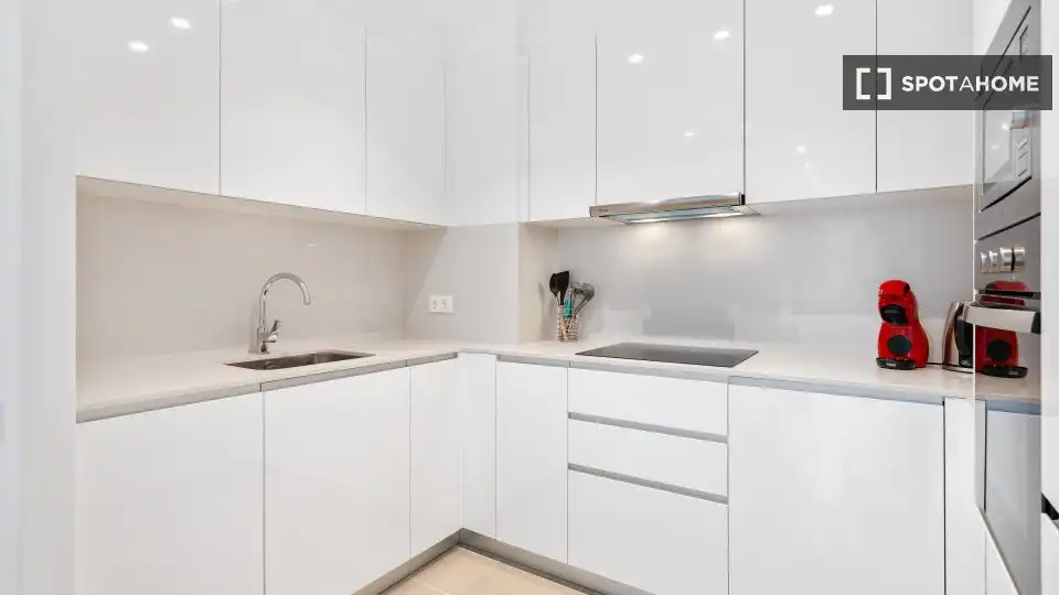 Cocina de Apartamento para compartir en Barcelona con Aire acondicionado, Terraza y Amueblado