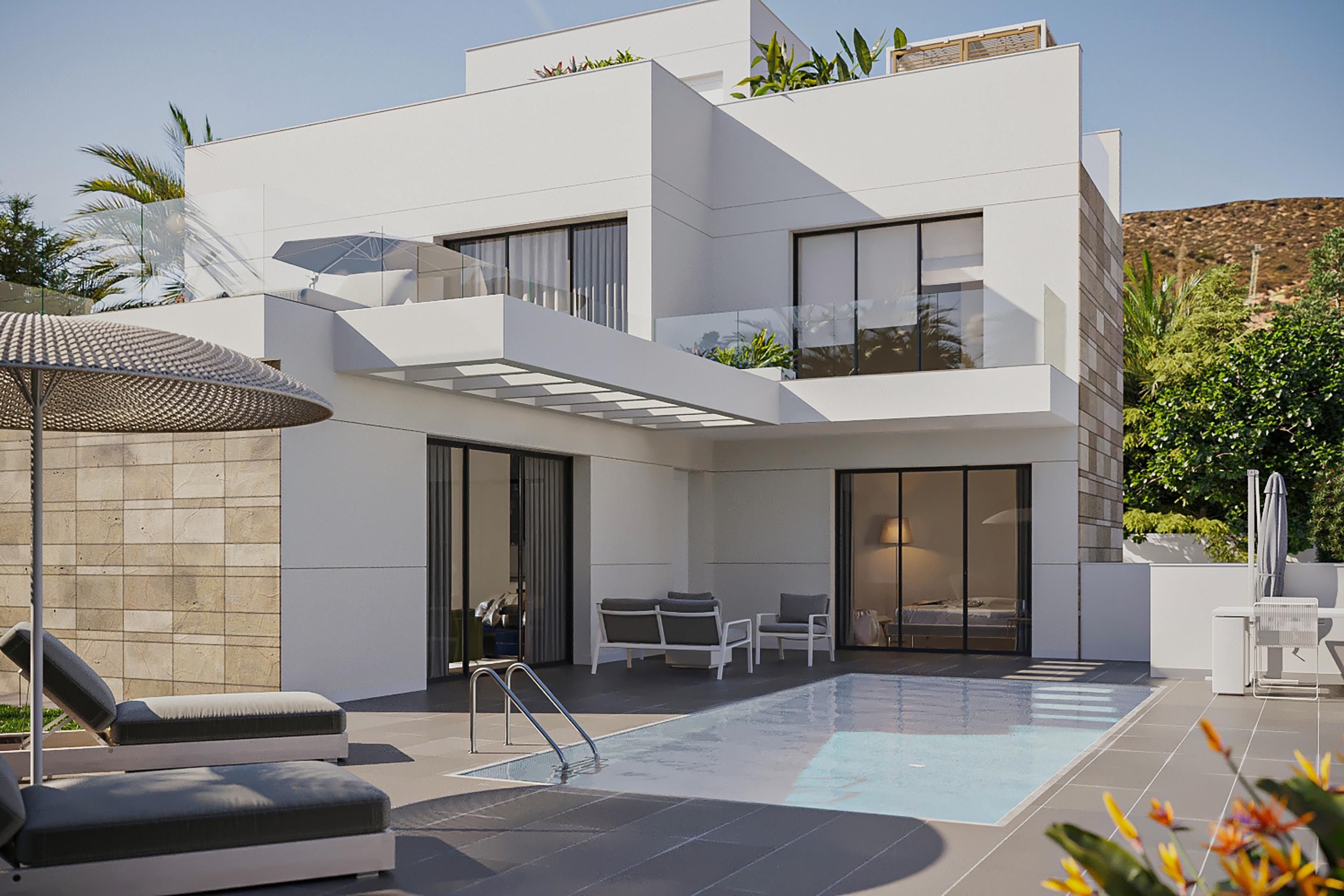 Vista exterior de Casa o xalet en venda en El Campello amb Jardí privat, Terrassa i Piscina