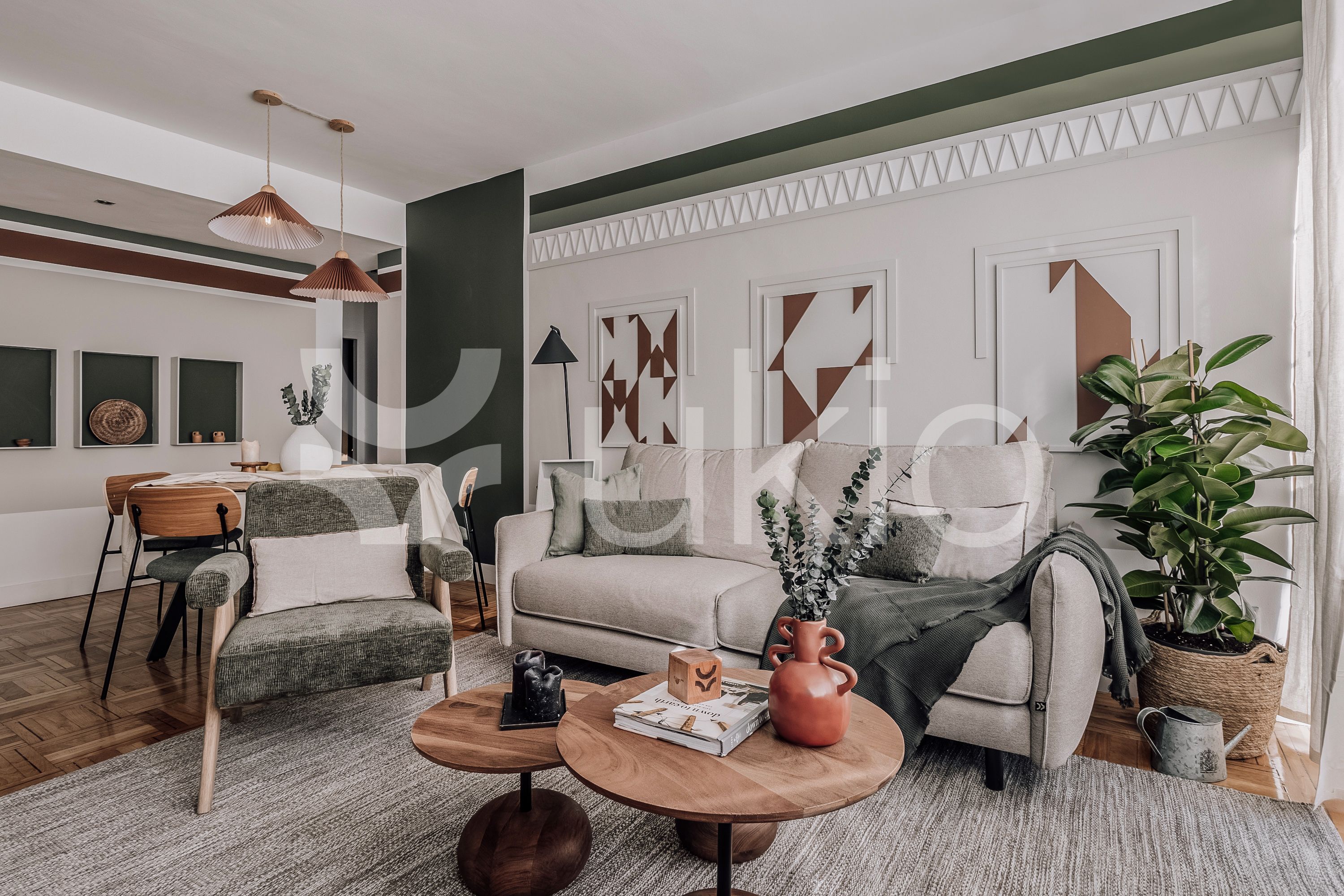 Sala d'estar de Apartament de lloguer en  Madrid Capital amb Aire condicionat, Calefacció i Moblat