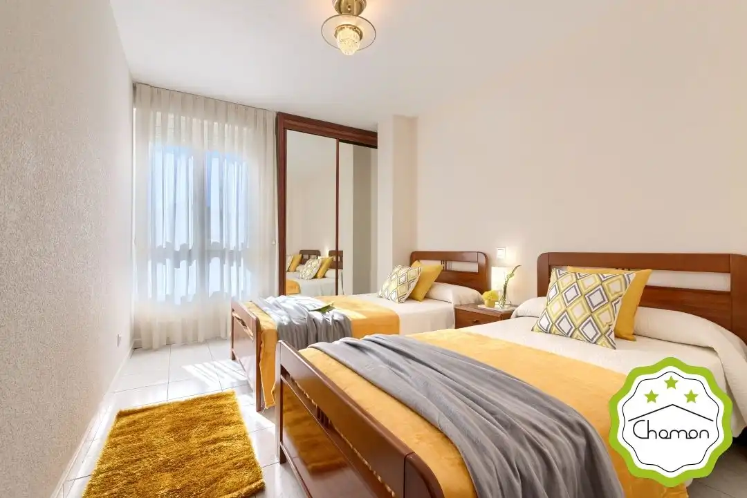Schlafzimmer von Wohnung zur Miete in Noja mit Heizung, Privatgarten und Terrasse