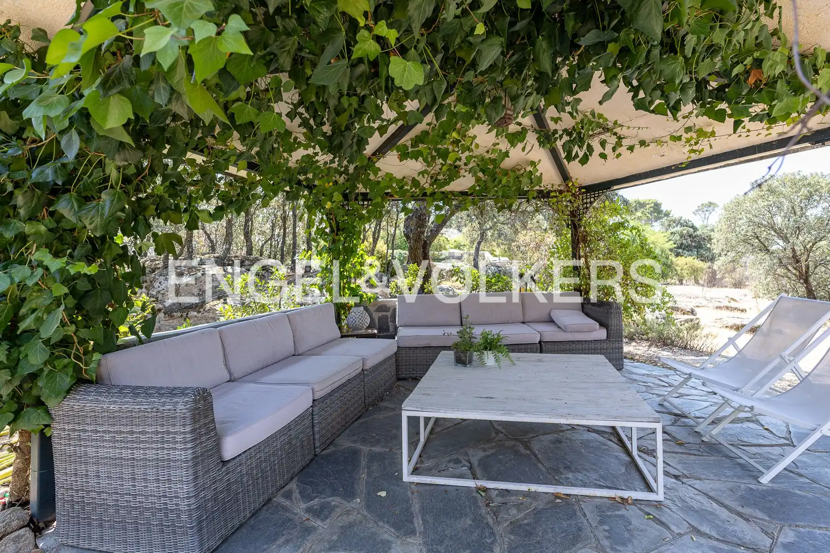 Terrasse von Country house zur Miete in Alpedrete mit Klimaanlage, Heizung und Privatgarten
