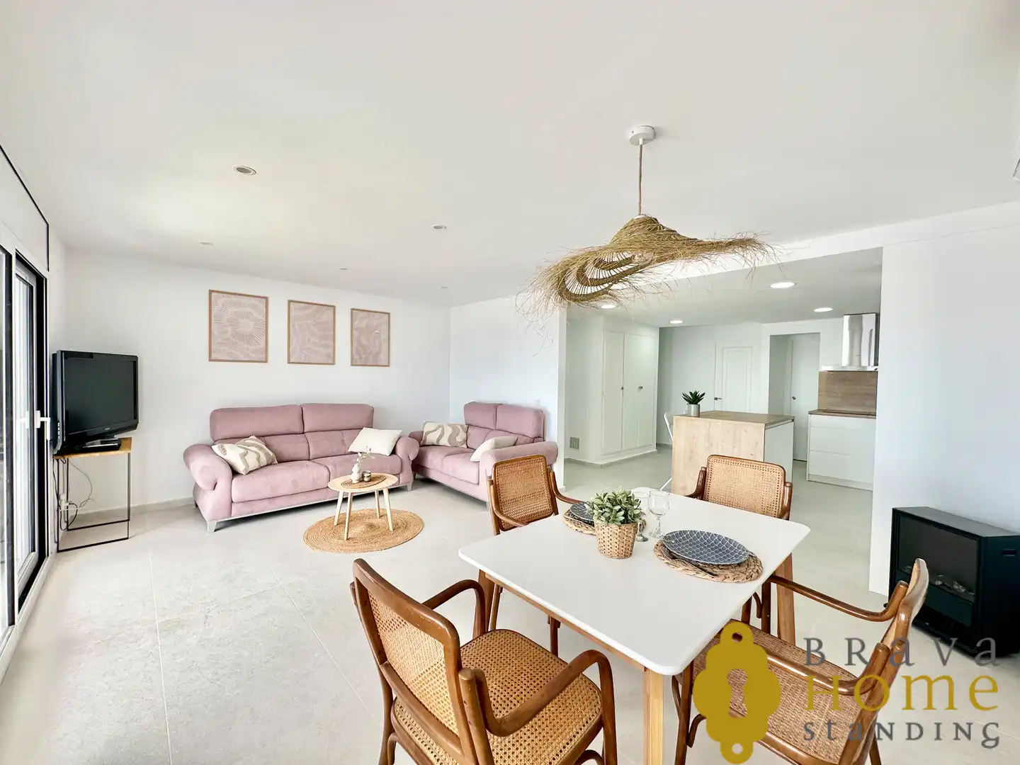 Wohnzimmer von Wohnung zum Verkauf in Roses mit Klimaanlage, Terrasse und Möbliert