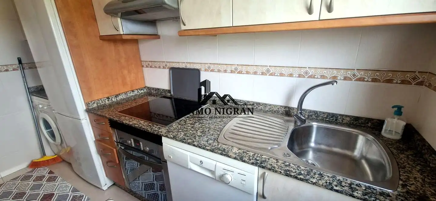 Kitchen of Flat for rent in Baiona  with Terrace, Furnished and Community pool