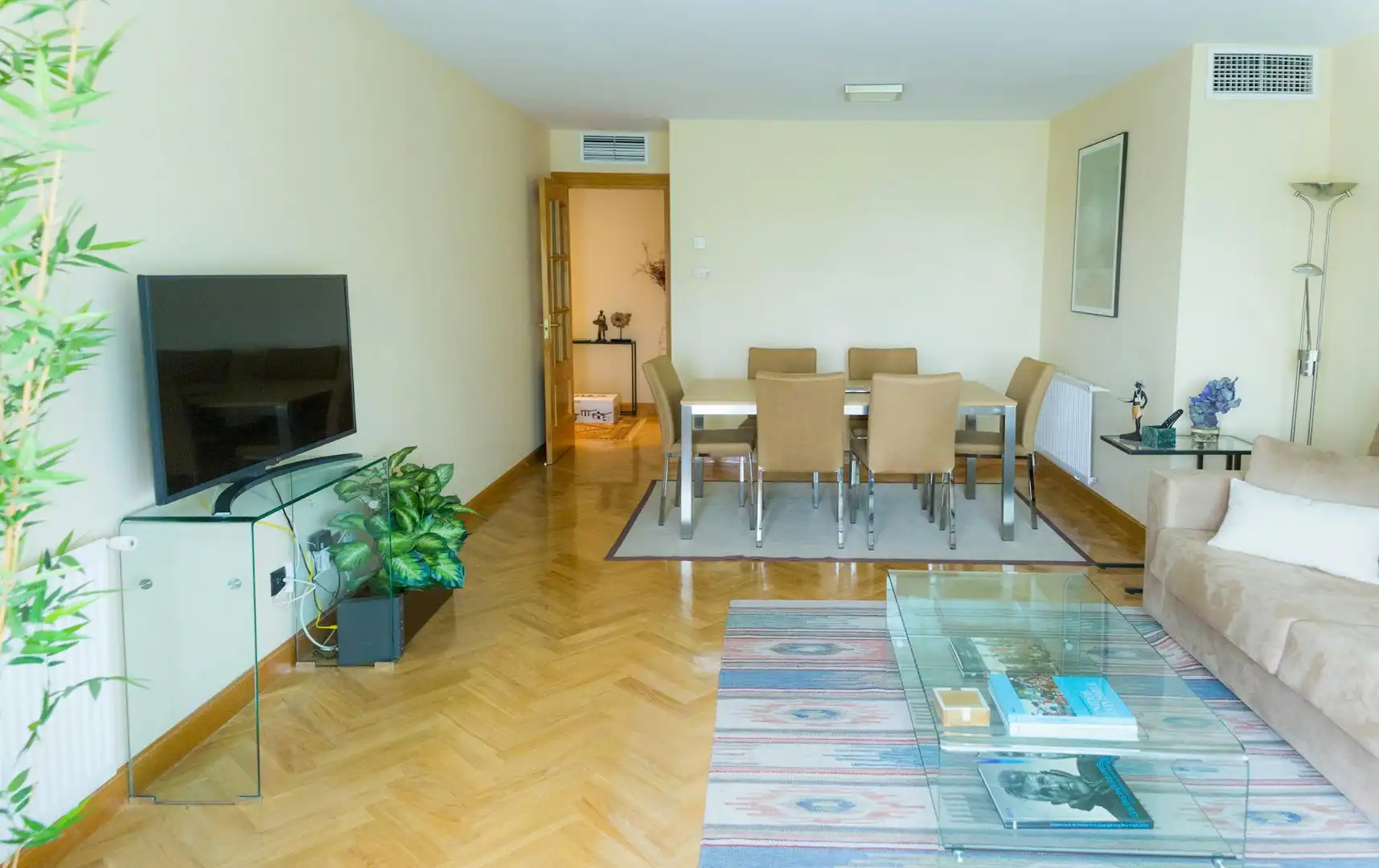 Wohnzimmer von Wohnung zur Miete in Madrid mit Klimaanlage, Heizung und Privatgarten
