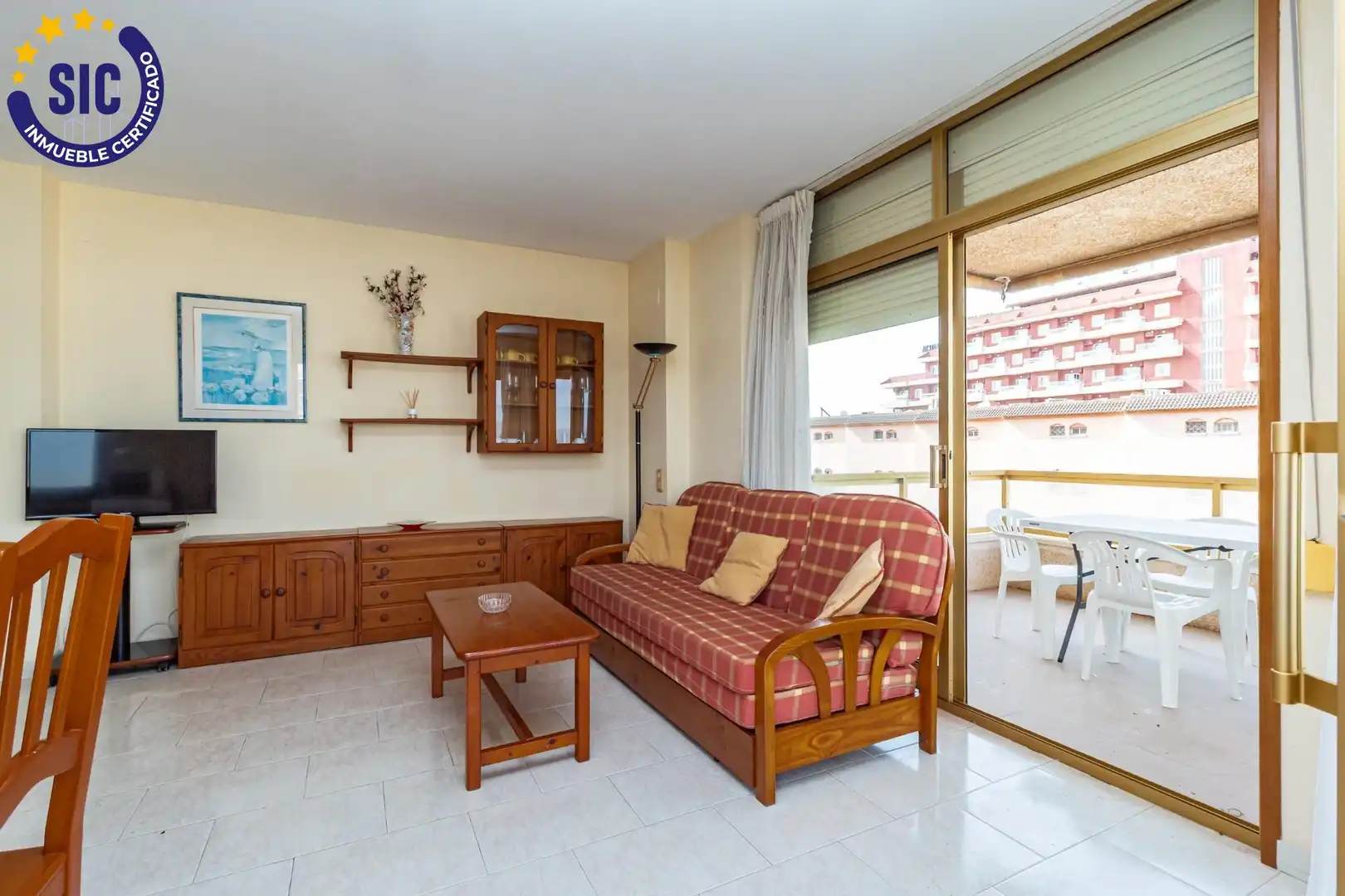 Sala d'estar de Apartament en venda en Peñíscola / Peníscola amb Terrassa, Moblat i Piscina comunitària