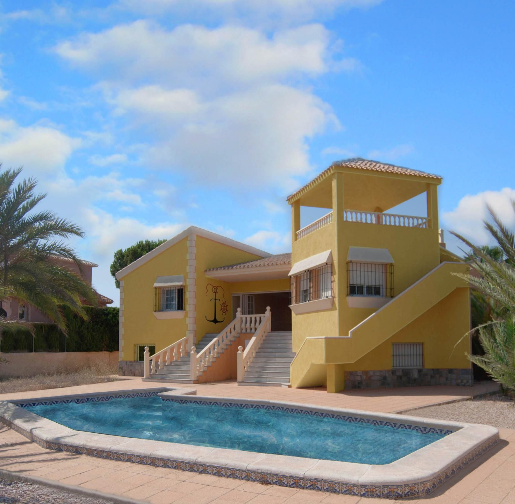 Vista exterior de Casa o xalet en venda en La Manga del Mar Menor amb Piscina comunitària