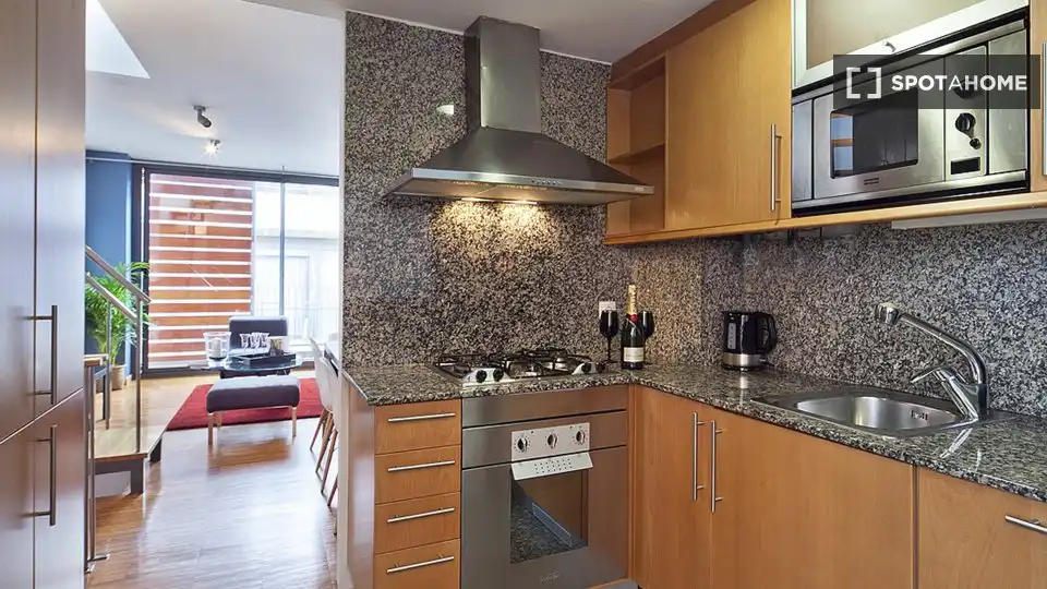Cocina de Apartamento para compartir en Barcelona con Aire acondicionado, Calefacción y Terraza