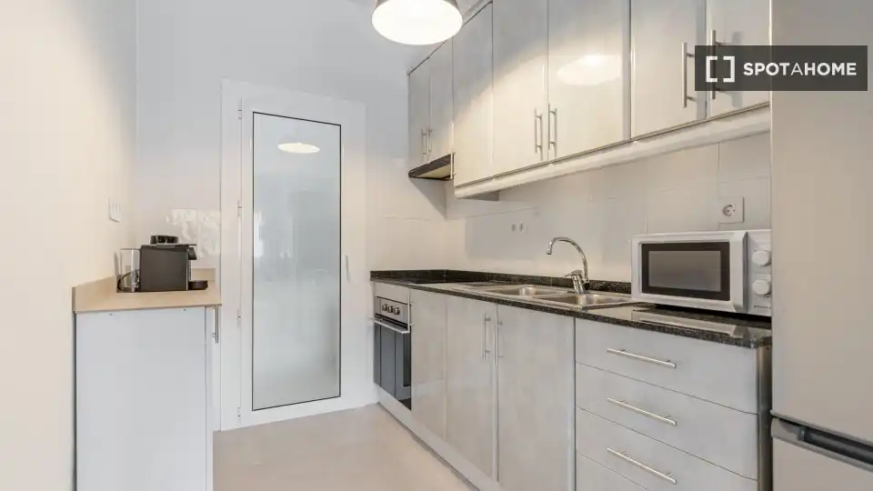 Cuina de Apartament per a compartir en Barcelona amb Aire condicionat, Calefacció i Terrassa