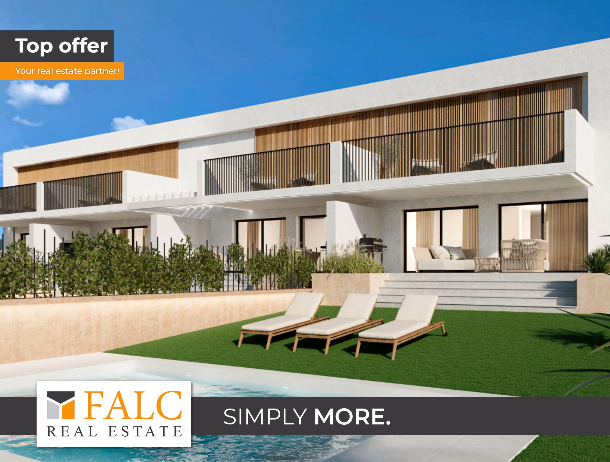 Vista exterior de Casa adosada en venda en Alcúdia amb Aire condicionat, Jardí privat i Piscina