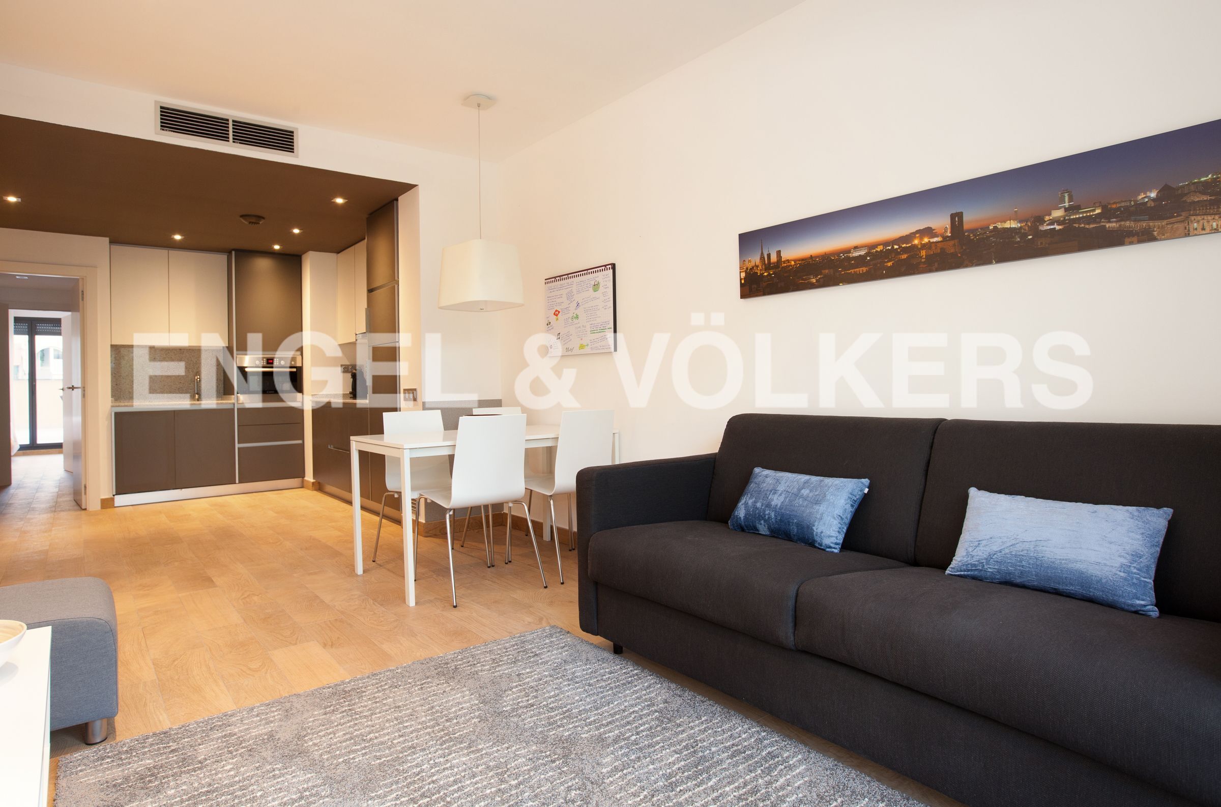 Sala d'estar de Apartament de lloguer en  Barcelona Capital amb Aire condicionat, Calefacció i Parquet